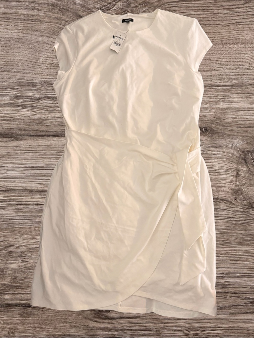 Express Ivory Wrap-Detail Mini Dress